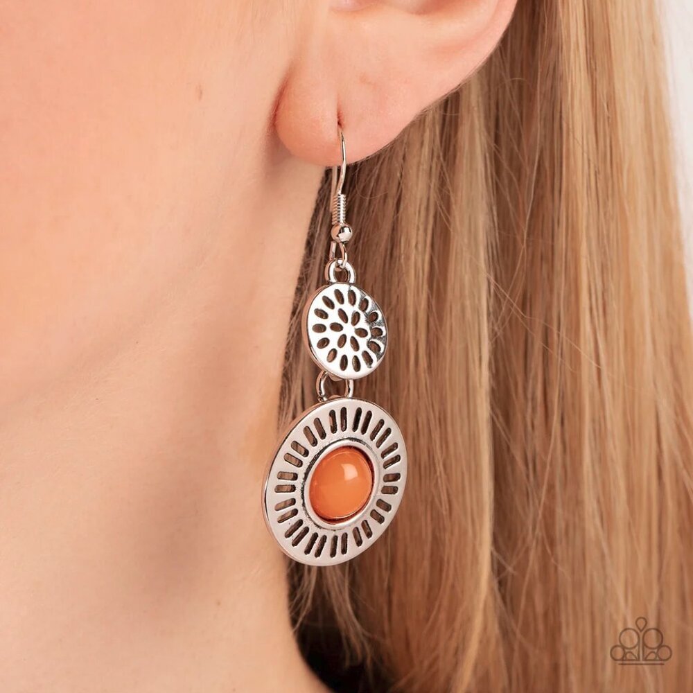 Paparazzi Jewelry Accessories - Ocean Orchard - Orange Earrings - Vintage